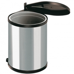 BASURERO MUEBLE COCINA TAPA GIRATORIA ACERO INOXIDABLE 15 LTS. METAL